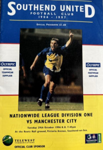 southend away 1996 to 97 prog