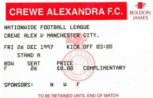 crewe away 1997 to 98 ticket