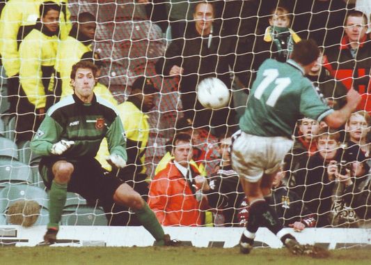 west ham fa cup 1997 to 98 rosler pen miss