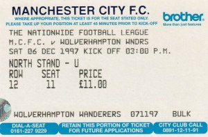 wolves home 1997 to 98 ticket