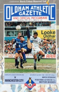 oldham away 1991 to 92 prog