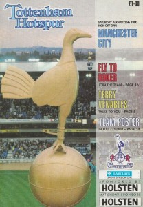Tottenham away 1990 to 91 programme