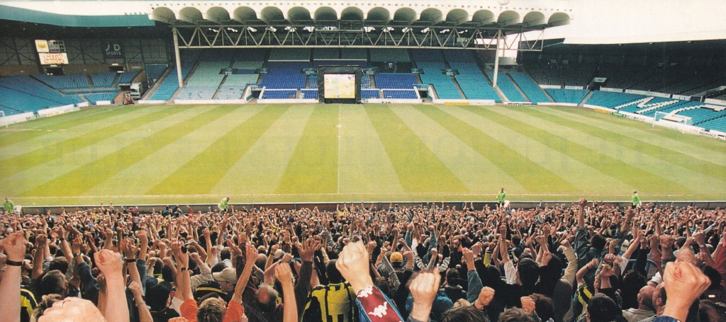 Wigan playoff away 1998 to 99 on large screen maine rd