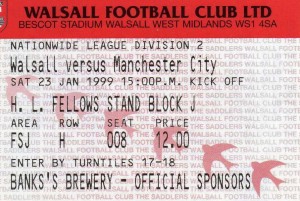 walsall away 1998 to 99 ticket