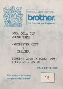 chelsea home lge cup 1993 to 94 ticket