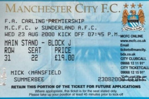 sunderland home 2000 to 01 ticket