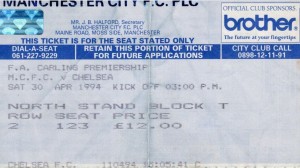 chelsea home 1993 to 94 ticket