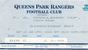 qpr away fa cup 1992 to 93 ticket