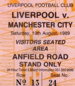 Liverpool away 1989 to 90 ticket
