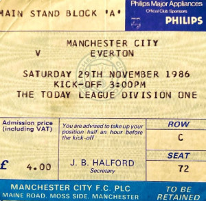 everton home 1986 to 87 ticket