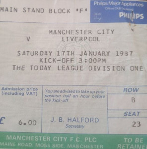 liverpool home 1986 to 87 ticket