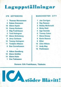IFK Gothenburg 1981 to 82 prog
