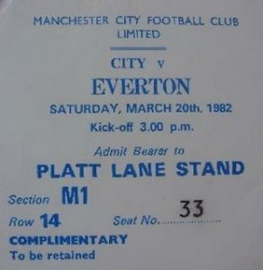 everton home 1981 to 82 ticket