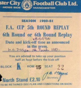 everton home FA Cup 1980 to 81 ticket