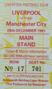 liverpool away 1981 to 82 ticket