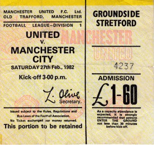 man utd away 1981 to 82 ticket