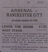 arsenal away 1977 to 78 ticket