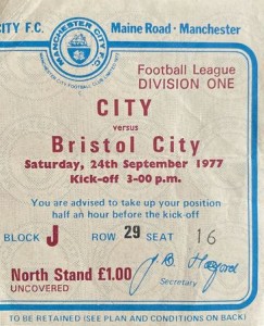 bristol city home 1977 to 78 ticket