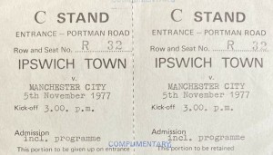ipswich away 1977 to 78 ticket