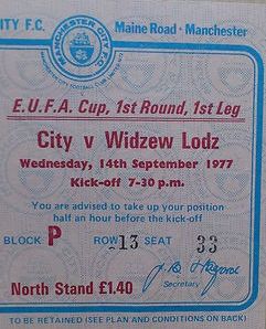 widzew lodz home 1977 to 78 ticket