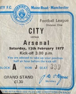 arsenal home 1976 to 77 ticket
