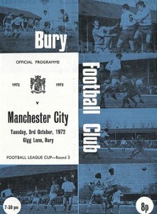 bury league cup 1972 to 73 prog