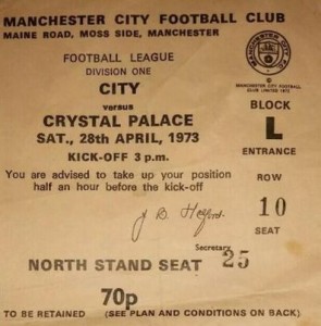 crystal palace home 1972 to 73 ticket