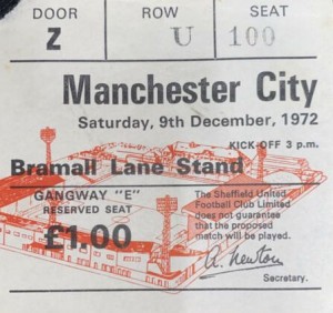 sheff utd away 1972 to 73 ticket