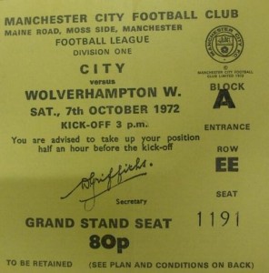 wolves home 1972 to 73 ticket