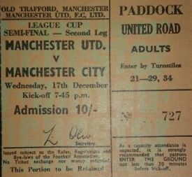 Man Utd Away League Cup Semi 1969-70 ticket