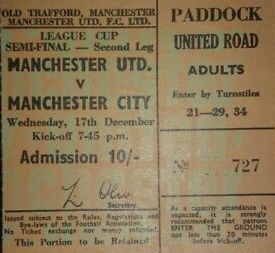 Man Utd Away League Cup Semi 1969-70 ticket