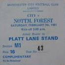 Notts Forest home 1969-70 ticket