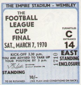 WEST BROM 1969 T0 70 league cup final ticket