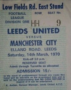 leeds away 1969 to 70 ticket