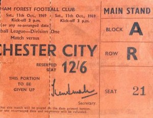 notts forest away 1969 to 70 ticket