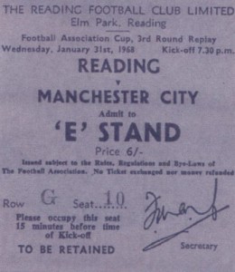 reading away 1967 to 68 ticket