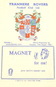 TRANMERE friendly 1965 to 66 prog