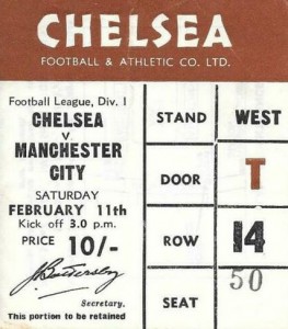 chelsea away 1966 to 67 ticket