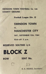 swindon away 1964 to 65 ticket