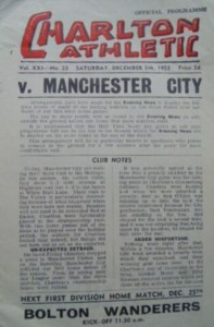 charlton away 1953 to 54 prog