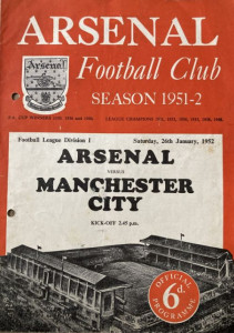 arsenal away 1951 to 52 prog