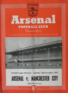 arsenal away 1952 to 53 prog
