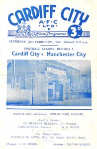 cardiff away 1952 to 53 prog