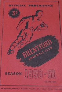 brentford away 1950 to 51 prog