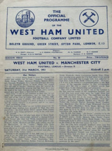 west ham away 1950 to 51 prog