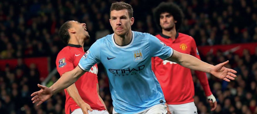 man utd away 2013 to 14 2nd Dzeko goal