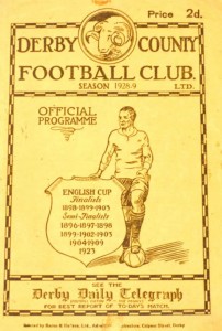 derby away 1928 to 29 programme