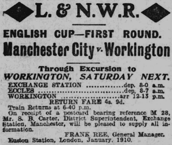 workington fa cup 1909 to 10 train  Athletic News 10 January 1910