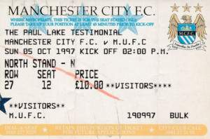 manchester united paul lake testimonial 1997 to 98 ticket