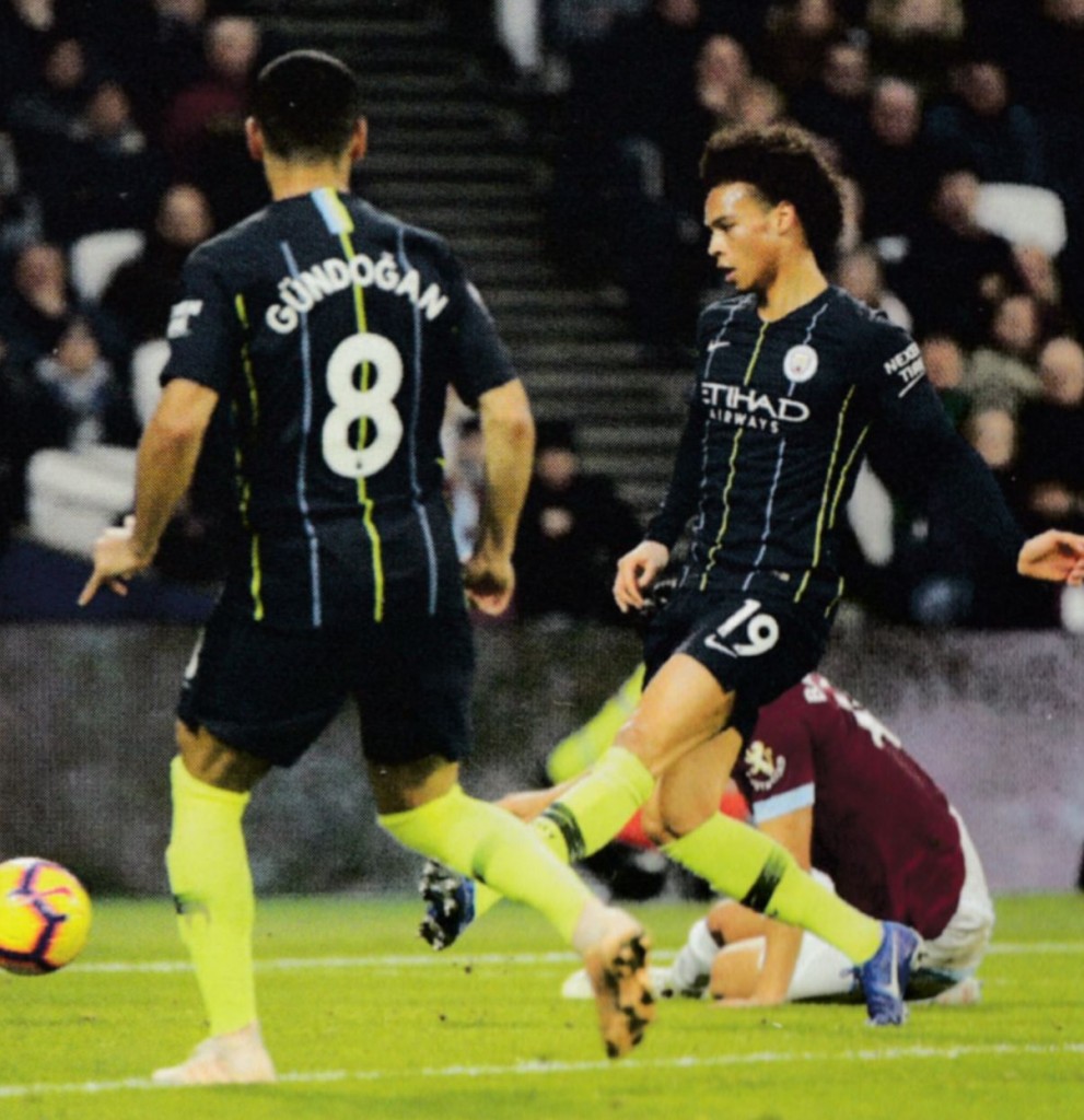 west ham away 2018 to 19 sane 1st goal